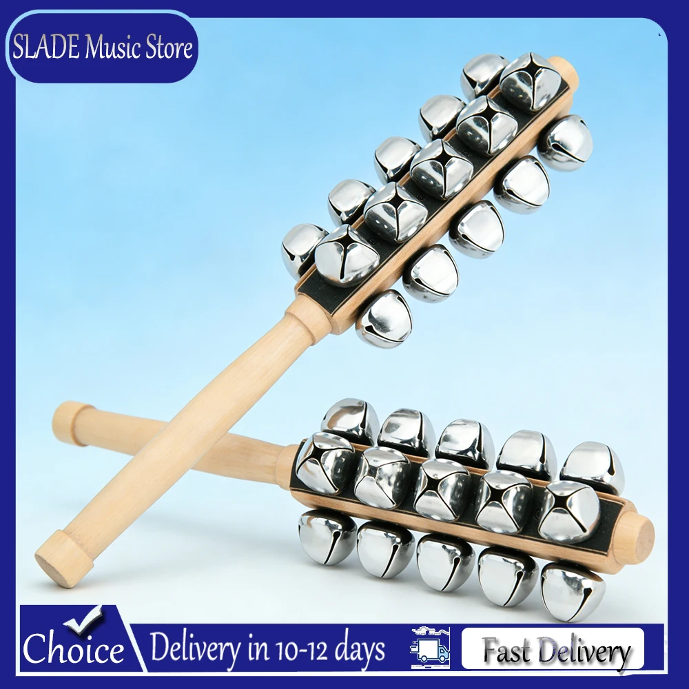 J202 Wooden 25 Bell Rod Early Education Instruments Stick Shaker Musical for All Ages Gifts Percussion Parts & Accessories