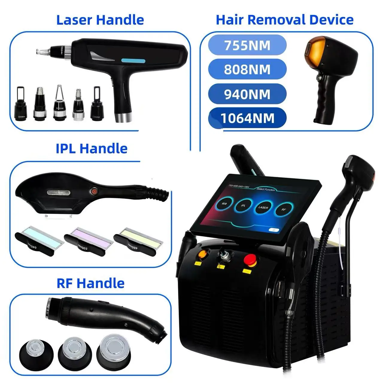 Soprano FAC 4-In-1 Titanium Hair Removal Professional Diode lase IPL Nd Yag Picosecond Opt Hair Removal Tattoo Removal