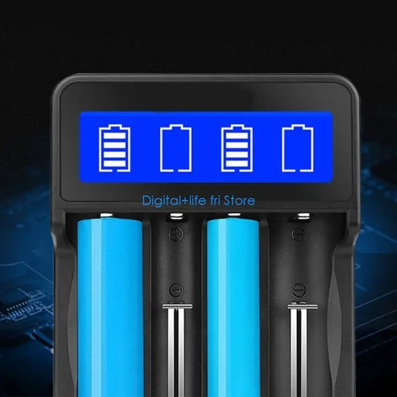 E06D 4 Bay 18650 26650 16340 Battery USB Fast Charging Independent Charging Slot with LCD Display Battery