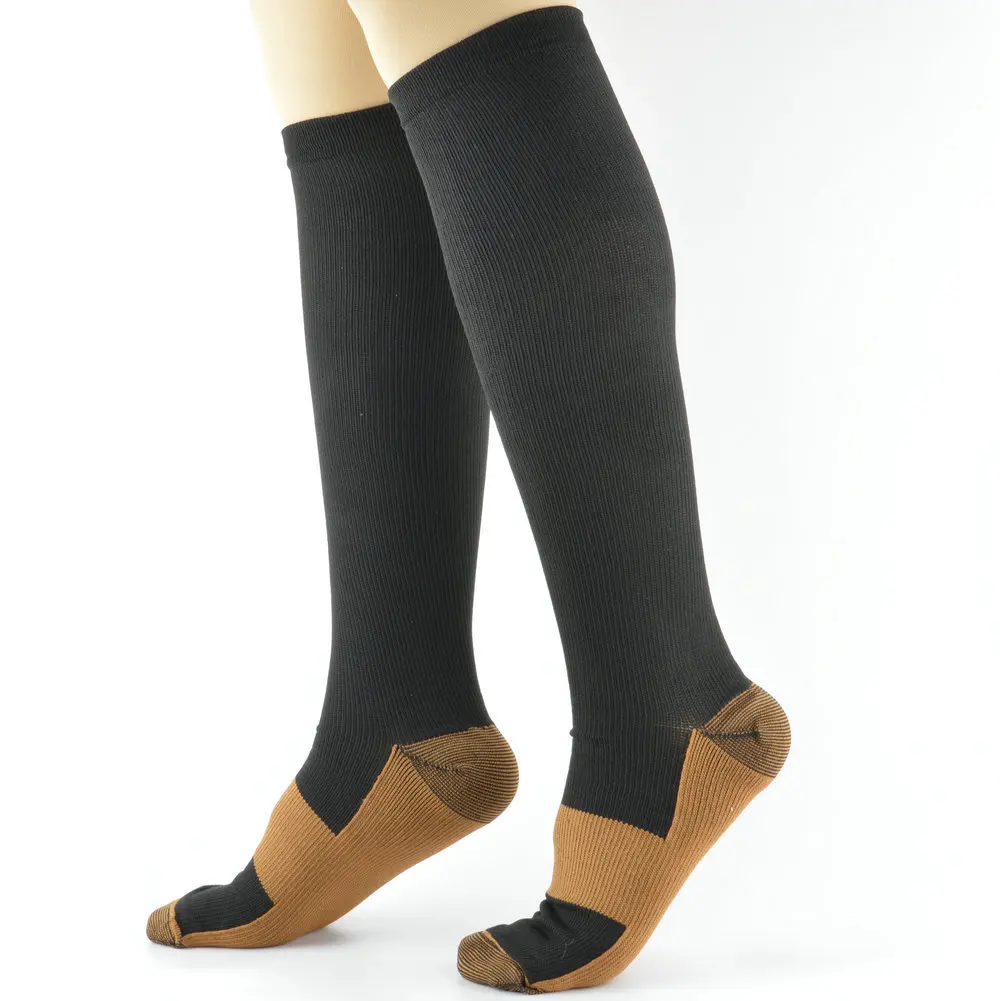 6 Paar Kupferionen-Sport-Kompressionssocken für Männer und Frauen, einfarbige Kompressions-Drucksocken für Radfahren, Fußball, Basketball – Detail 6