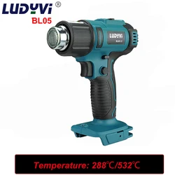 Cordless Handheld Hot Air Gun 288℃ /532℃ Building Hair Dryer Support 18v Makita Lithium Battery Electric Heat Gun With 2 Nozzles