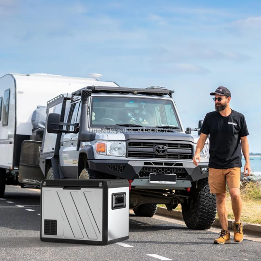 Off-Road Camping DC12V/24V 110-220V Fridge Car Home Use Metal Car Fridge Freezer Refrigerator Rv 50L Compressor