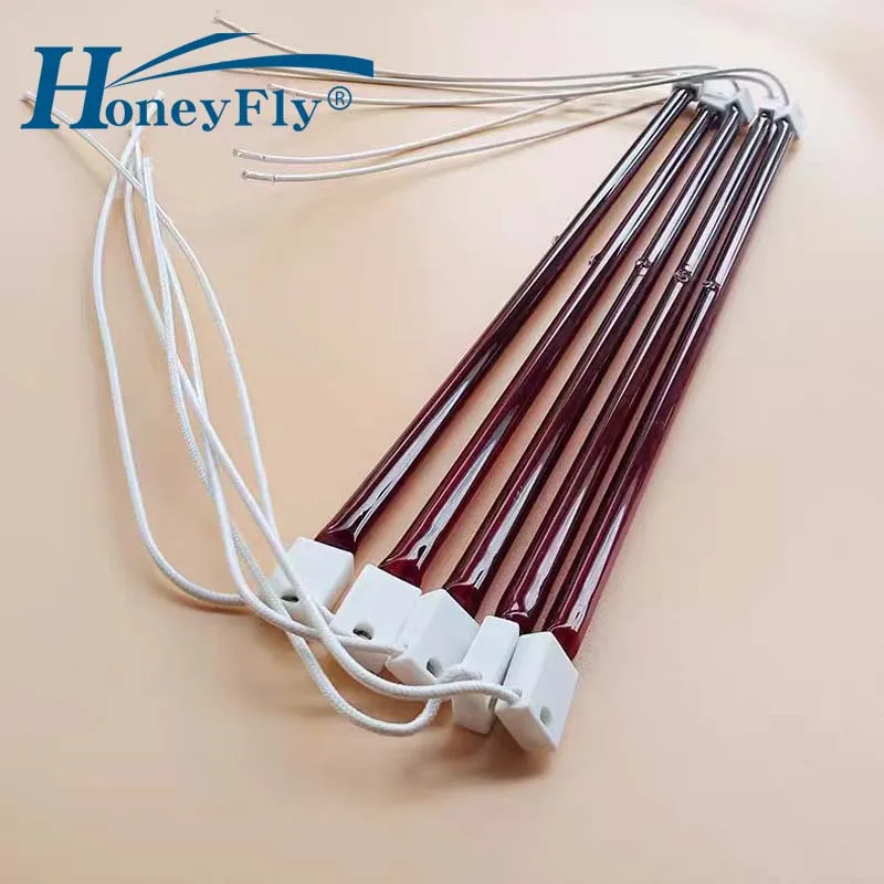 HoneyFly 2pcs Halogen Infrared Tube 350mm 500W/1000W 220V SK15 Ruby Halogen Quartz Lamp Heating Element Customized Support