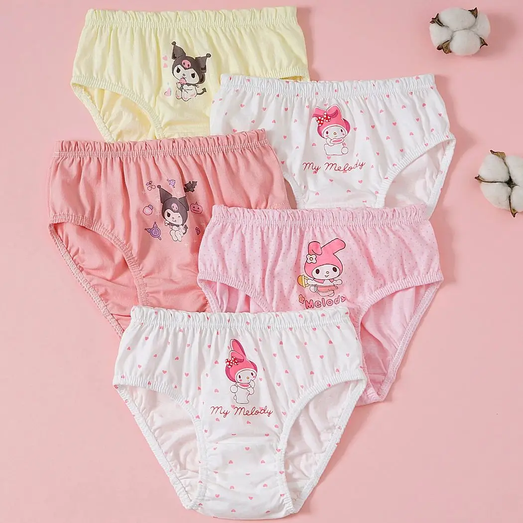 5/10 Stück Baumwolle Mädchen Dreieck Höschen Niedliche Charaktere Kuromi Melody Cinnamoroll Cartoon Kinder Unterwäsche Weiche Mädchen Slips