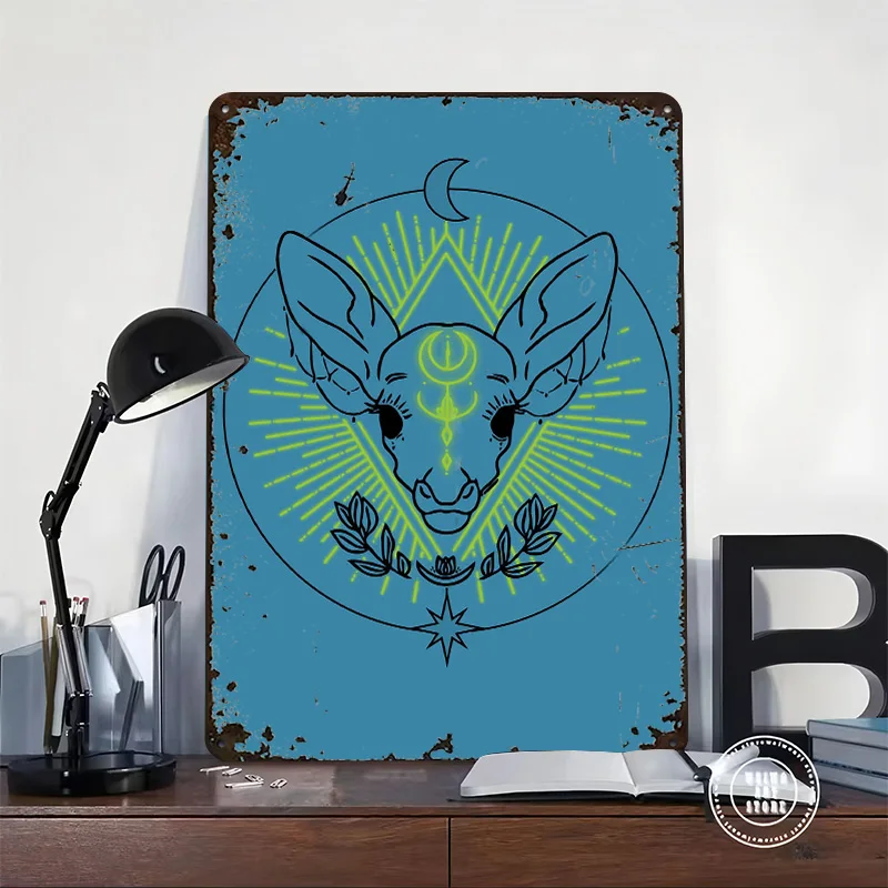 Boho Neon Deer Personalized 3D Textured Metal Poster Wall Art Vintage Tin Signs for Modern Home Decoration Gaming Bathroom Decor