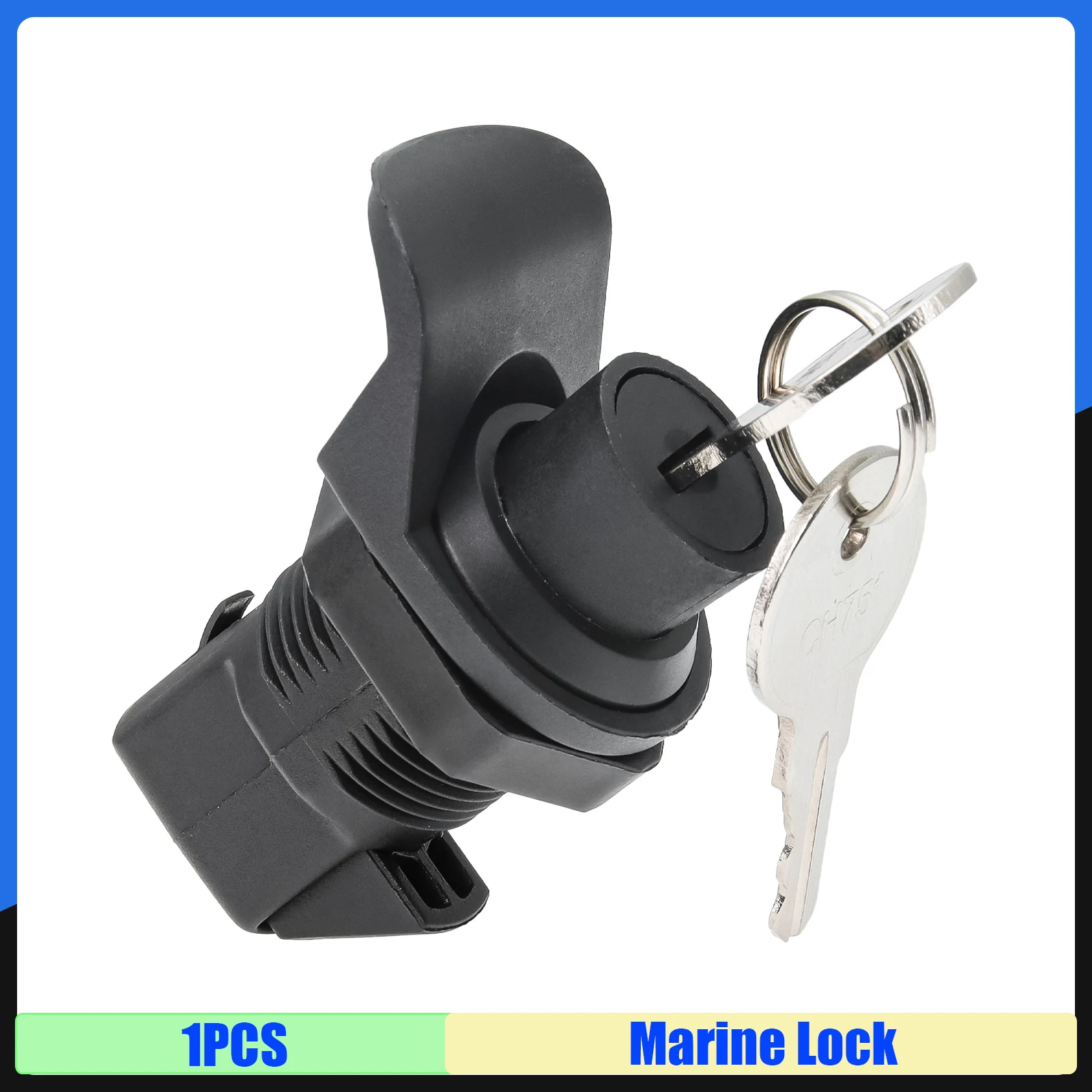 Durable Latch Button Lock 1 PCS Hardware for Boat RV Trailer Cupboard Drawer Latch Lock with 2 Keys Boating Equipment Black