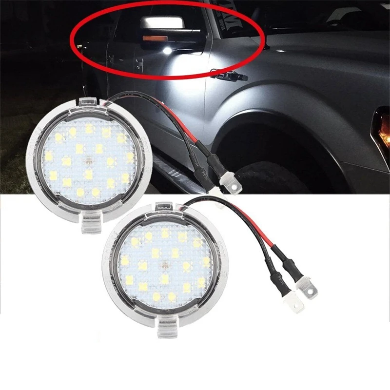 

2Pcs LED Under Side Mirror Puddle Light for Ford Edge Fusion Flex Explorer Mondeo Taurus F-150 Expedition