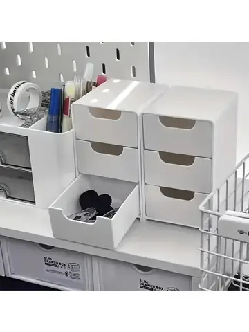 3-Tier Desk Organizer Storage Drawers Is Suitable for Stationery, Jewelry and Cosmetics Storage Portable Partition Box