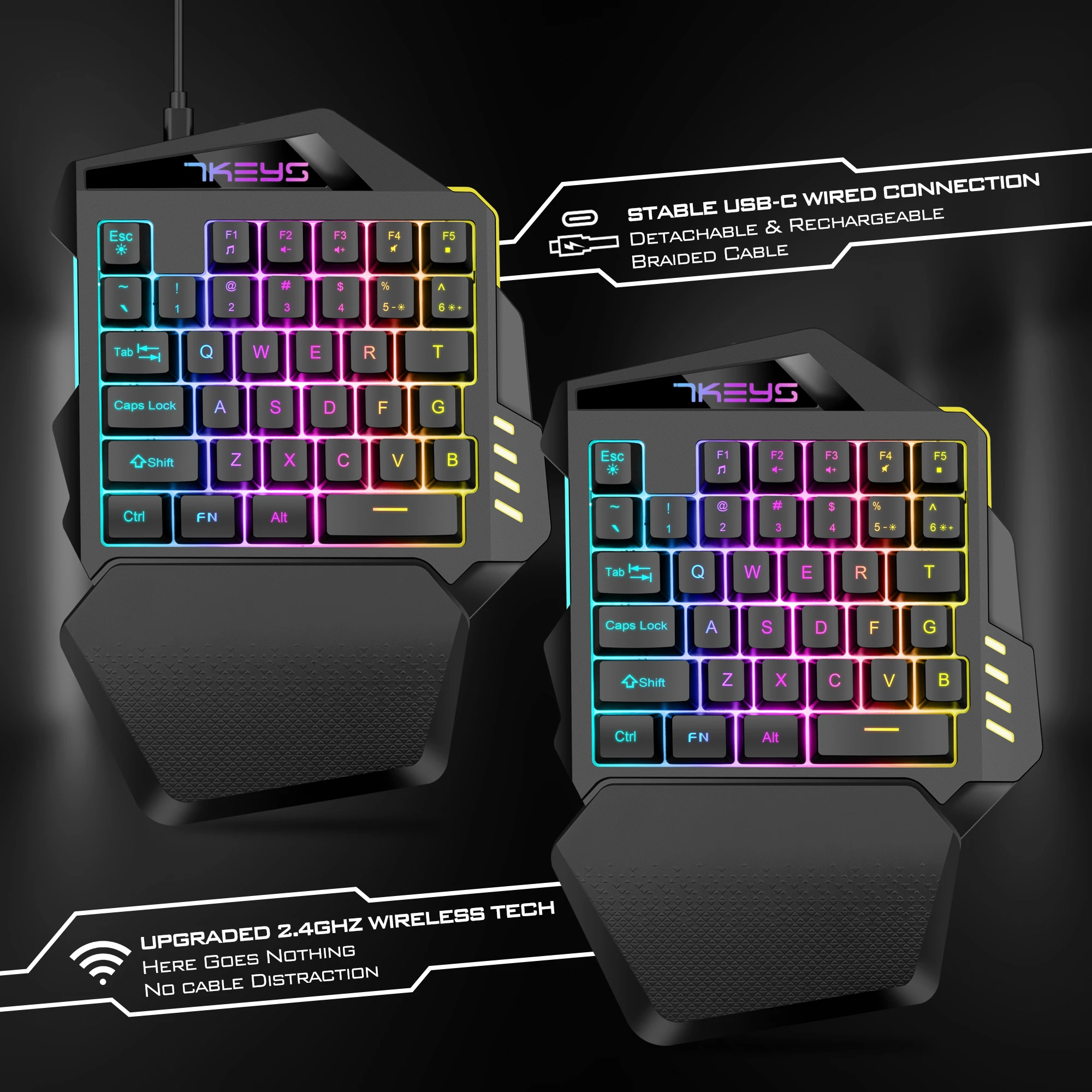 One-handed gaming keyboard 2.4G wireless light left hand gaming keyboard