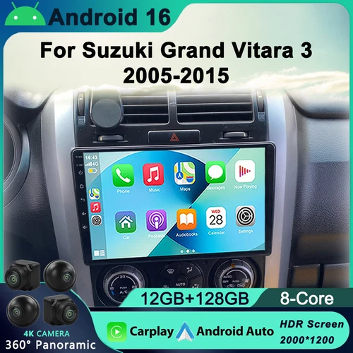 Radio de coche 2din Android 16 para Suzuki Grand Vitara 3 2005 2012 2013 2014 2015 Multimidia Video DSP 4G Carplay navegación GPS