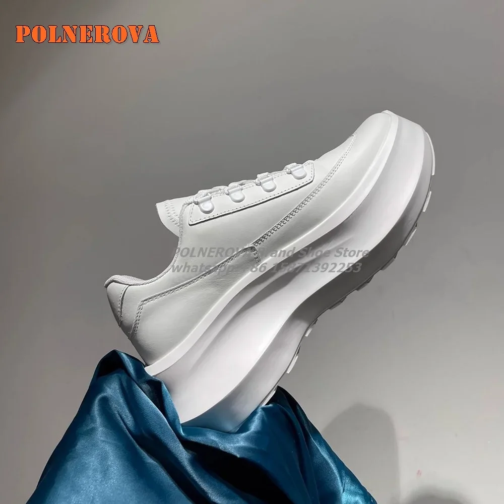 

Drawstring Cross Tied White Pumps Solid Casual Sports Shoes Round Toe Height Increasing Patchwork Mesh Platform Women Sneakers