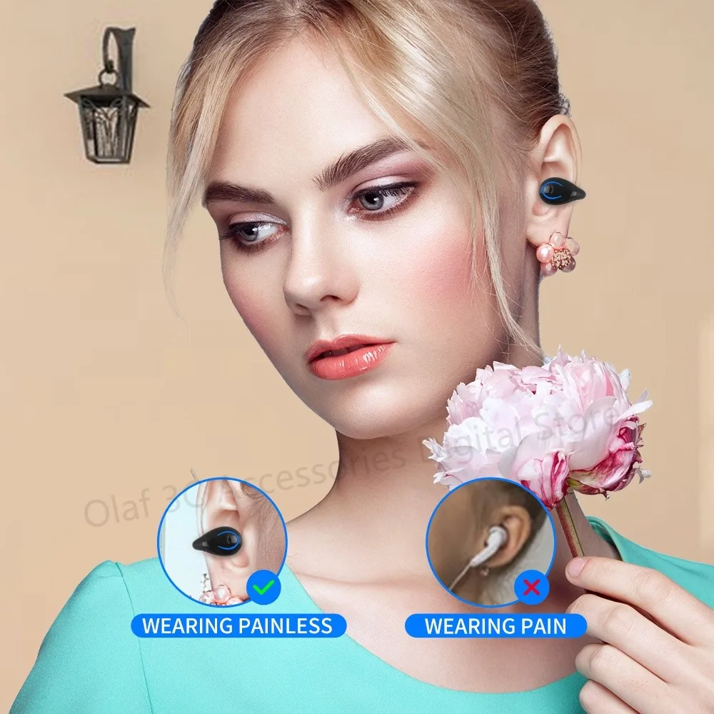 OLAF 싱글 이어클립 폰 블루투스 이어폰, 무선 헤드폰, 스포츠 헤드셋, 게이머 귀 통증 없음, TWS 이어버드, 블루투스 이어폰