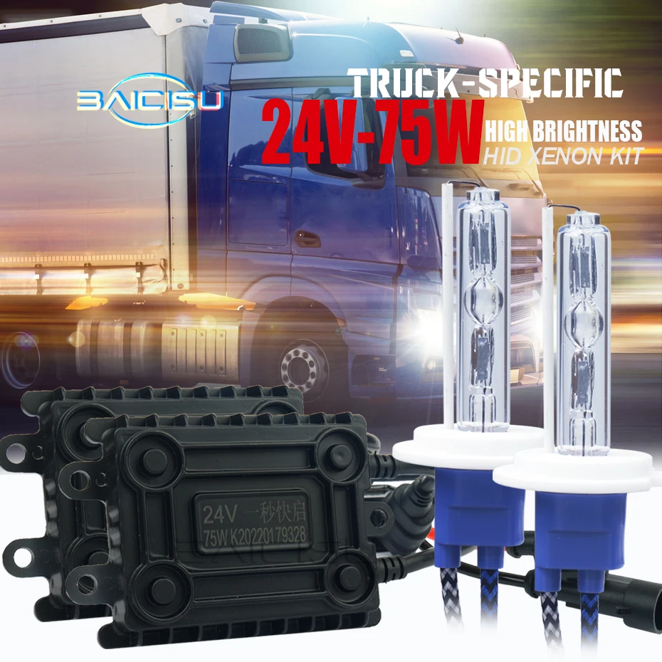 Truck 24V75W HID Headlight High power Xenon kit H7 H1 H3 H8 H11 D2H 9005 hid xenon kit hid ballasts car light 4300K 6000K 8000K