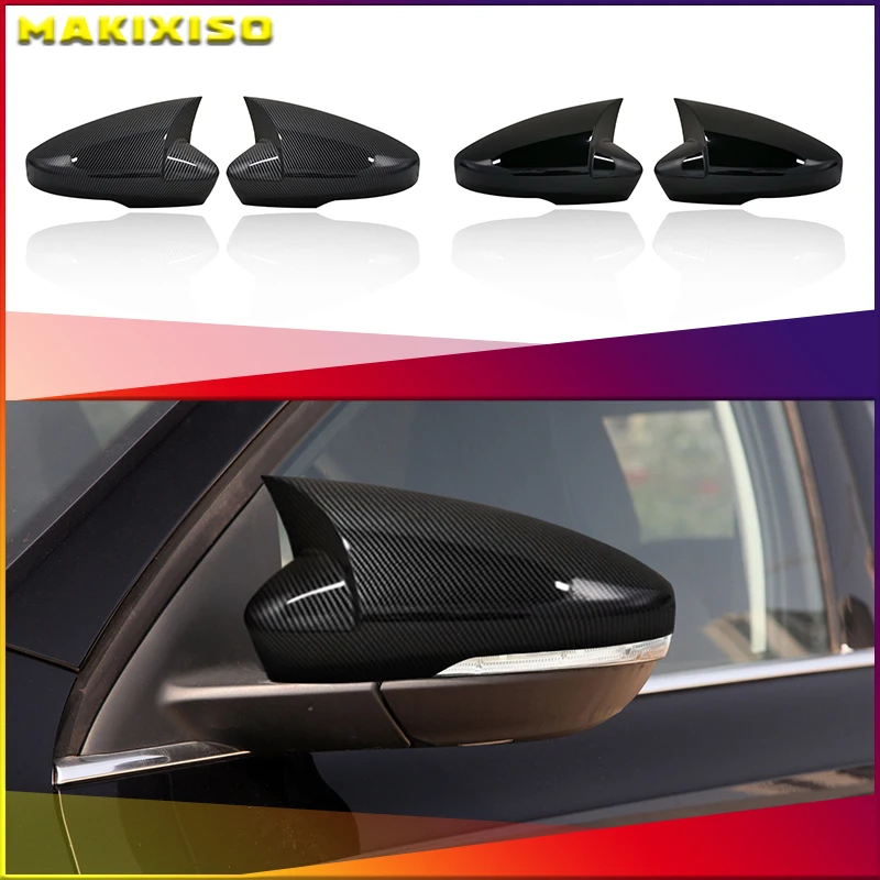 

For Skoda Octavia 2013-2019 Car Rearview Side Mirror Cover Wing Cap Exterior Sticker Door Rear View Case Trim Carbon Fiber Look