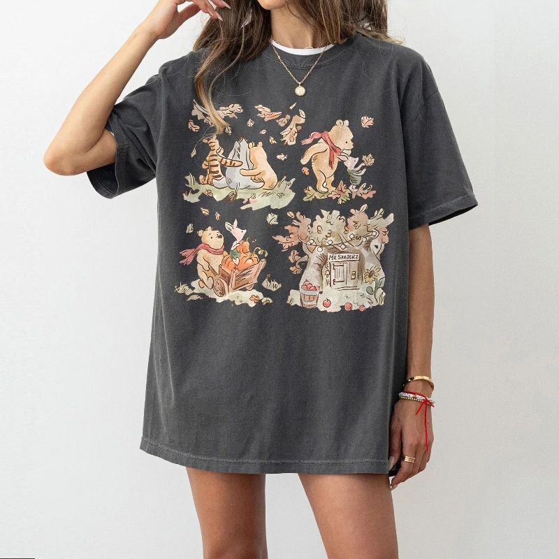 

Disney Bear B Ä R Ferkel Tigger Eeyore K Ü Rbis Women's T-shirt Summer New Y2K Men's and Women's Extra Large Couple Dress