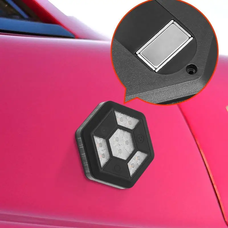 Magnetic Rotating LED Warning Light Rechargeable Dual-Color Yellow/White Flashing Car Traffic Safety High-Visibility Signal Tool