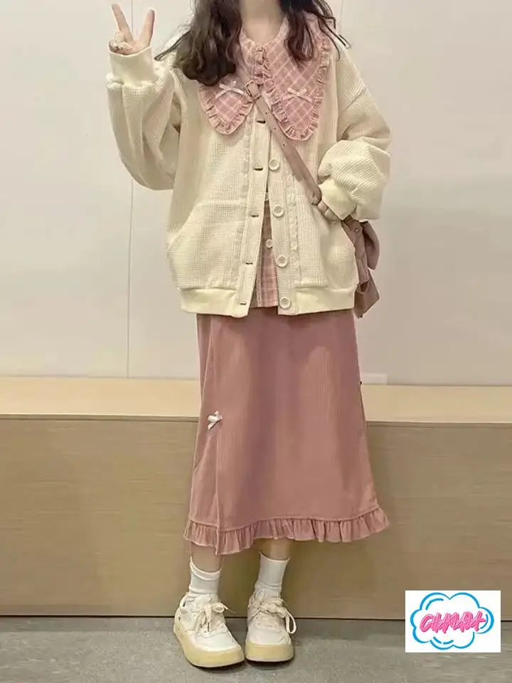 اليابانية الخريف والشتاء فتاة ناعمة جديدة الرجعية سروال قصير عالية الخصر انقسام تصميم الشعور تنوعا فضفاضة المتوسطة والطويلة تنورة