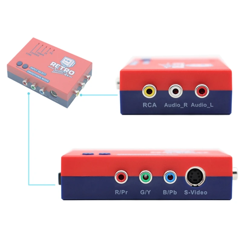 RetroScaler2x A/V-HDMI 호환 변환기 및 라인 더블러/NES 레트로 게임 콘솔 빨간색/파란색
