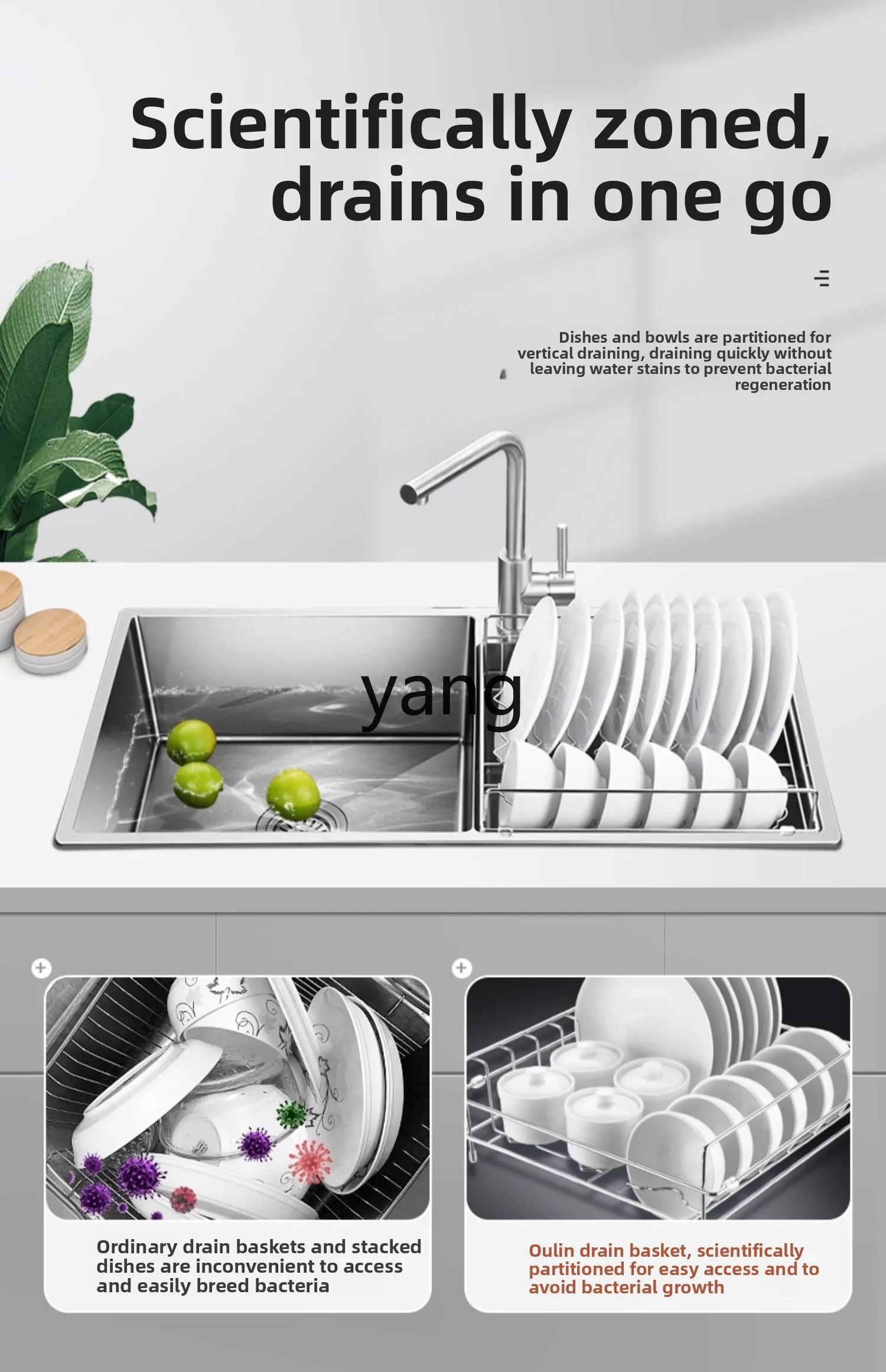LMM handmade basin, vegetable basin double slot, kitchen handmade sink set