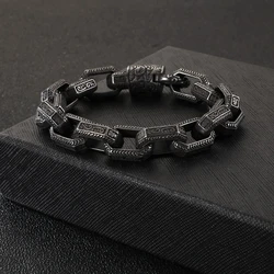 Fongten Vintage Square Bracelet For Men Stainless Steel Totem Viking Charm Heavy Bracelets Bangle Male Jewelry Pulsera Wholesale