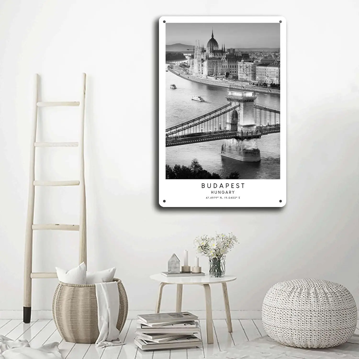 Aluminum Signs Budapest Wall Art Budapest Hungary Travel Brushes Budapest Home Decor Suitable for Home Cafe Office Shop Bar Club