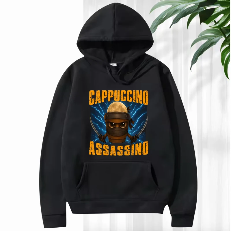 

Cappuccino Assassino Meme Funny Italian Brainrot hoodie men women Long sleeve streetwear print Graphics oversized hoodie unisex