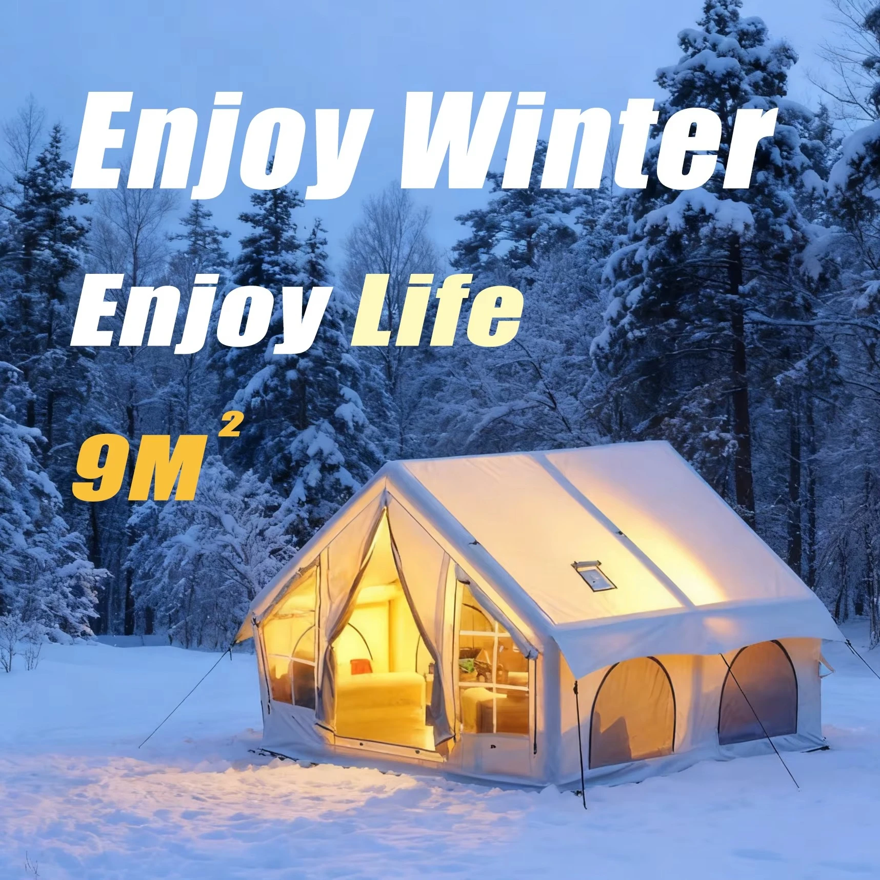 

Надувная зимняя палатка 2026 года - 600D ПВХ, утолщенная, водонепроницаемая, портативная, для кемпинга, легко и быстро устанавливается, 9 кв.м., раскладная.