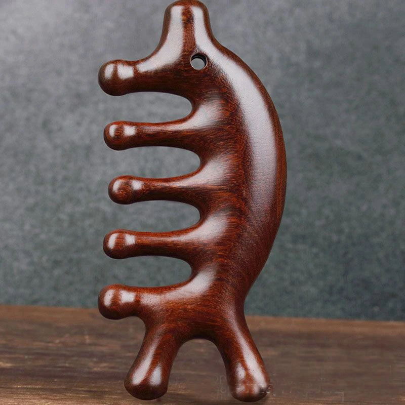 Peigne de massage en bois de santal, 1 pièce, sang, cowsurpoids, cuir chevelu, méridien, relax, antistatique, outil de coiffage, salon, brosse à cheveux