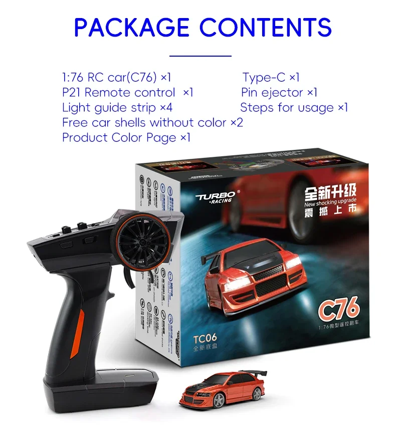 توربو سباق 1/76 C76 RC سيارة الانجراف الكهربائية عالية السرعة صغيرة التحكم عن بعد سباق لعبة سطح المكتب المحمولة للكبار الأطفال هدية #6
