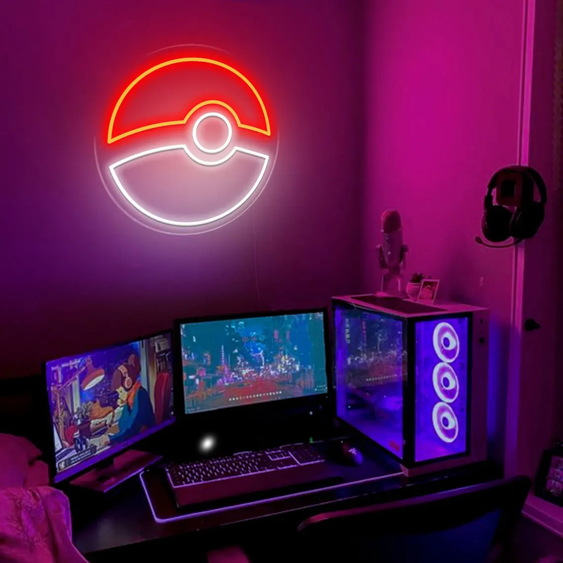 Poke Ball Neon Sign, Game Room Bedroom Wall Decoration, Led Art, Anime Neon Sign,Home Decor