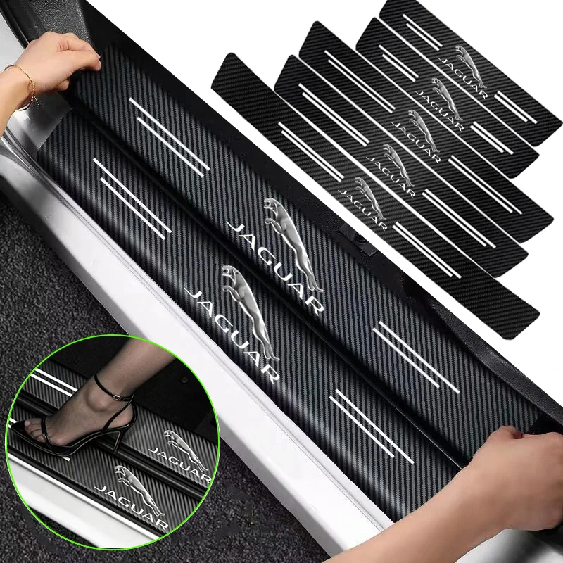 1/4/5 Piezas de Adhesivos Decorativos de Fibra de Carbono para el Umbral de la Puerta del Coche, para Jaguar XE XF XJ F-Type F-Pace XJS E-Pace I-Pace S-Type X-Type
