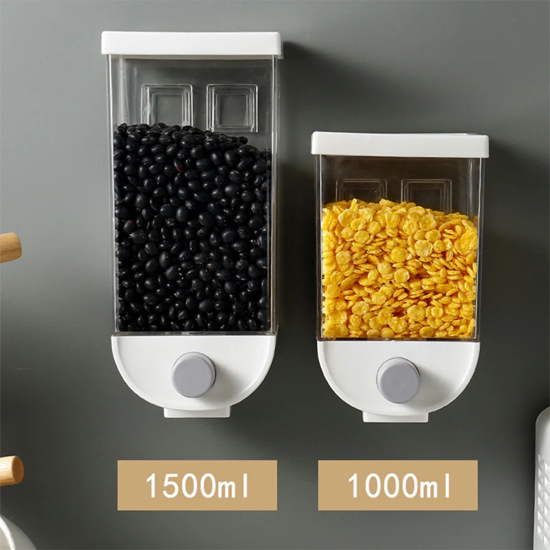 Home Kitchen Tools, Wall Mounted Dry Grain Container, Multifunctional Kitchen Grain Rice Food Dispenser