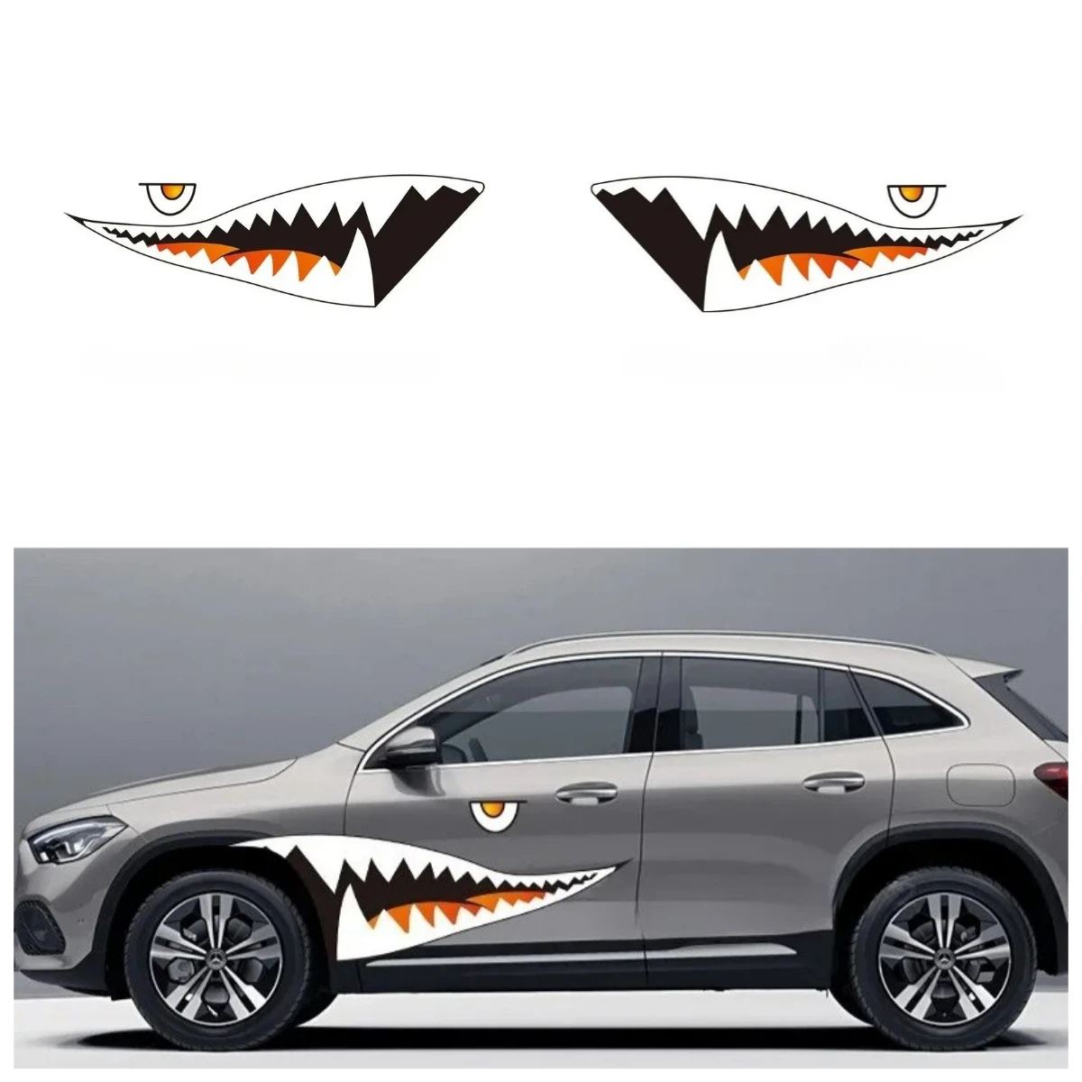 

Funny Shark Mouth Car Stickers Vinyl Decal 2pcs Waterproof PVC for Whole Body Auto Decoration