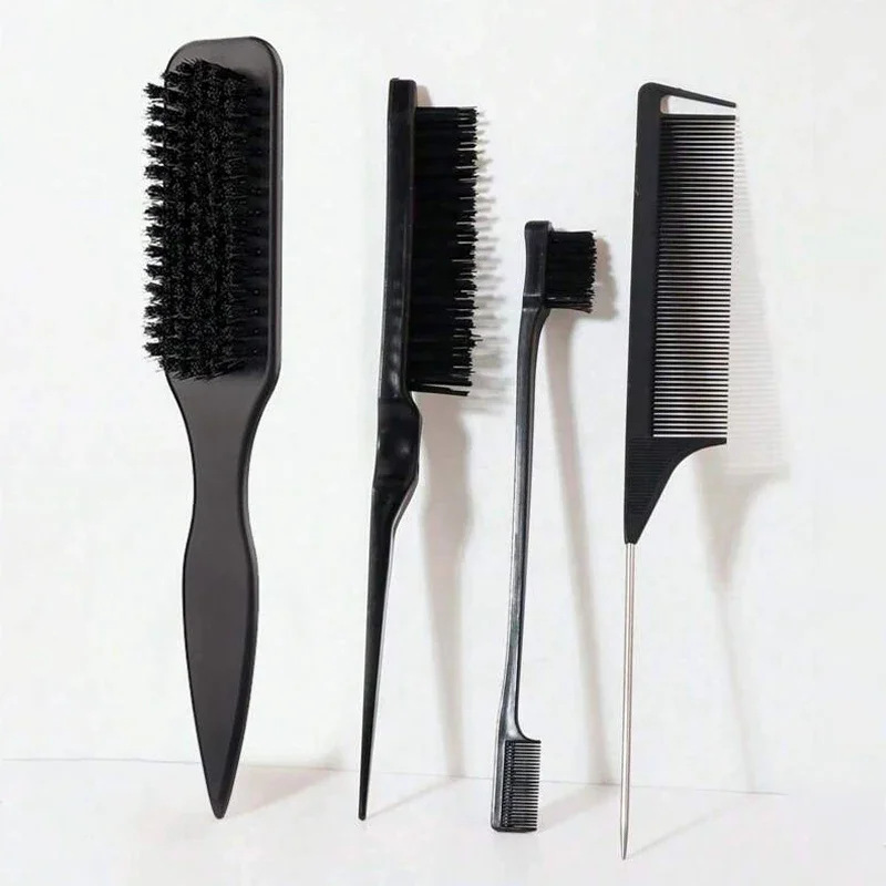 Borstenbürste für glattes Haar zum Formen von Pferdeschwänzen und Dutt, Glätten von Babyhaaren, fliegenden Haarsträhnen und zur Kantenkontrolle – zum Backcombing und Teasing – Detail 5