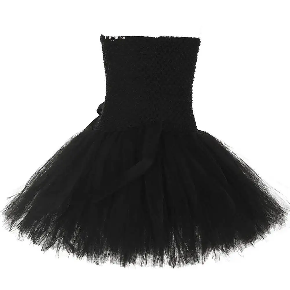 귀여운 검은 고양이 투투 드레스, 아기 소녀 생일 드레스, 유아 어린이 할로윈 의상, 어린이 동물 코스프레 복장, 단색 검정색