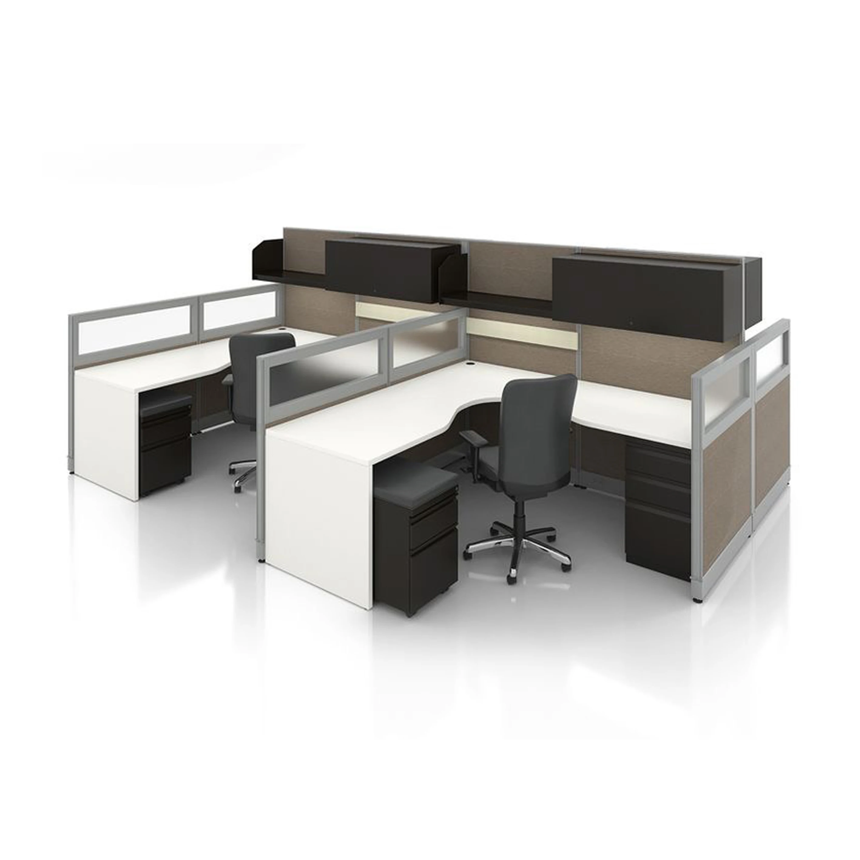 Classic high-quality executive workstation 2/4 person modular compartment partition with wall cabinet wooden desk