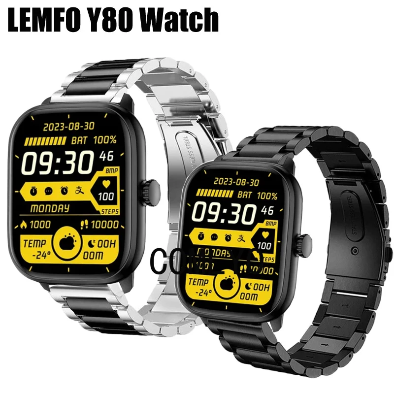 For LEMFO Y80 Smart Watch Strap Stainless Steel Metal Band Bracelet Men Belt