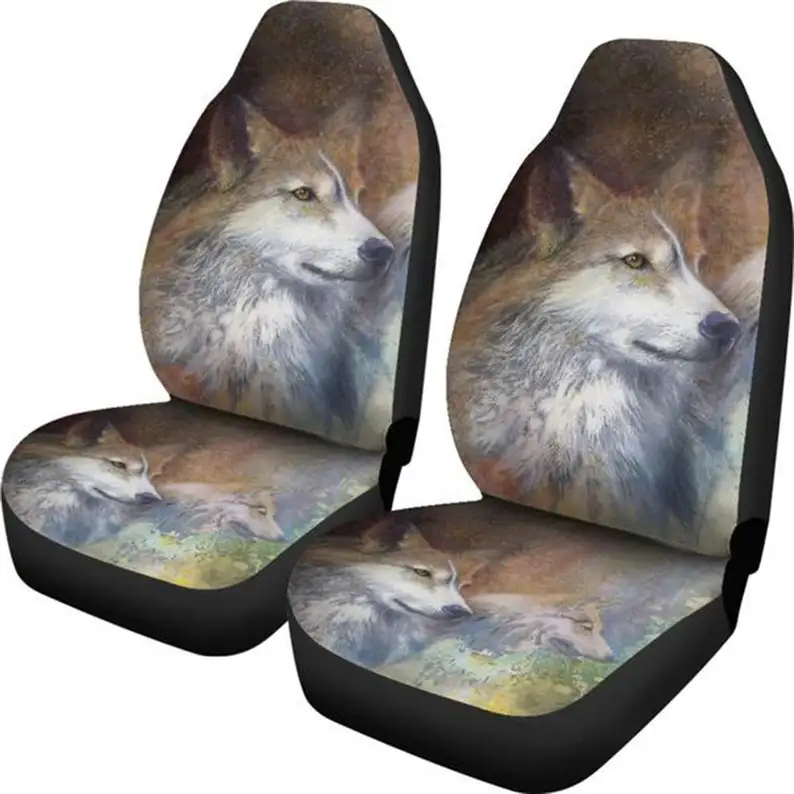 Wolf Car Seat Covers. These Front Seat Covers Are A Great Gift Idea For Yourself Or Any Wolf Lover.