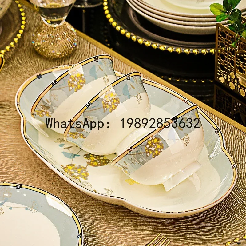 XL4-1  ceramic dinnerware set - bone china bowls and plates - perfect for home use or as a gift
