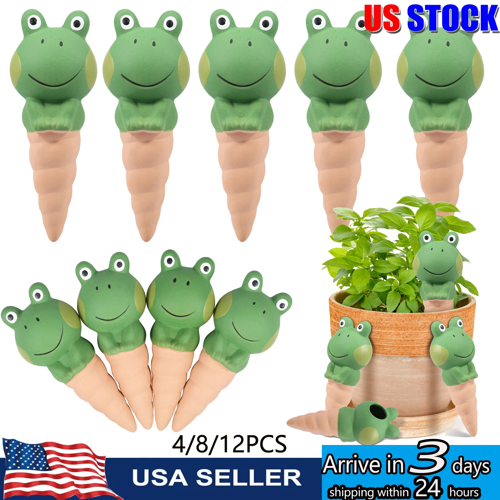 

/4PCS Frog Shaped Self-Watering Spikes Effortless Plant Care Garden for Indoor and Outdoor Plants, Vacation-Proof Plant