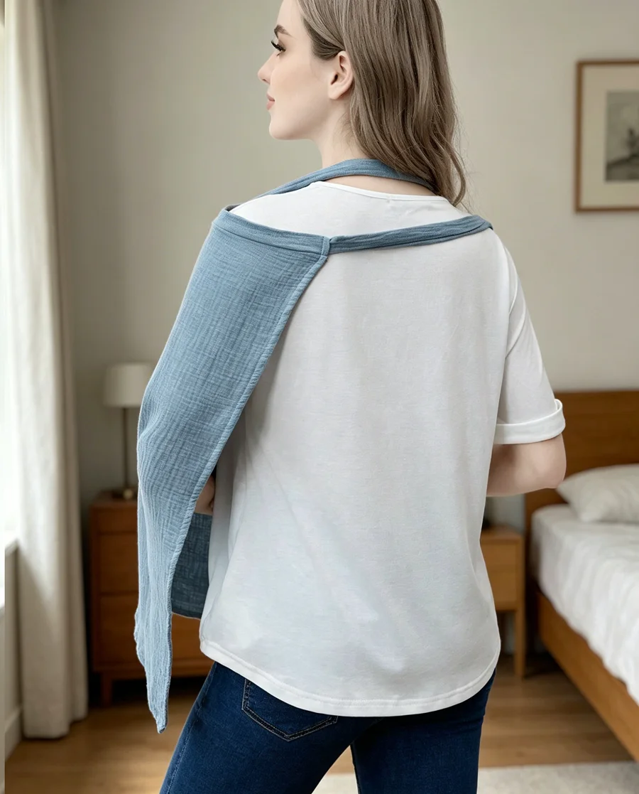 1pc Soft & comfortable  Pure Cotton Soft Skin-Friendly Nursing Cover With Lace Trim For Breastfeeding Moms, Great For Outdoor Us