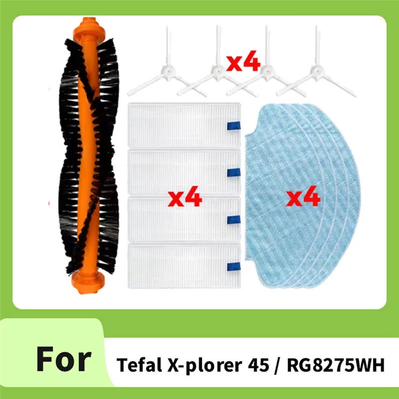 For Tefal X-Plorer 45 / RG8275WH Sweeping Machine Accessories Roller Side Brush HEPA Filter Mop Pad