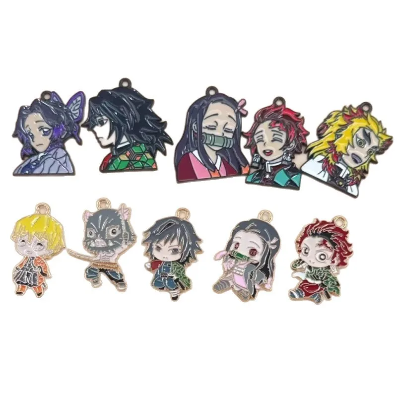 Demon Slayer Accessori fai da te Anime Cosplay Gioielli Lega di smalto Portachiavi Collana con ciondolo Ciondoli per portachiavi Borsa Decor Regalo