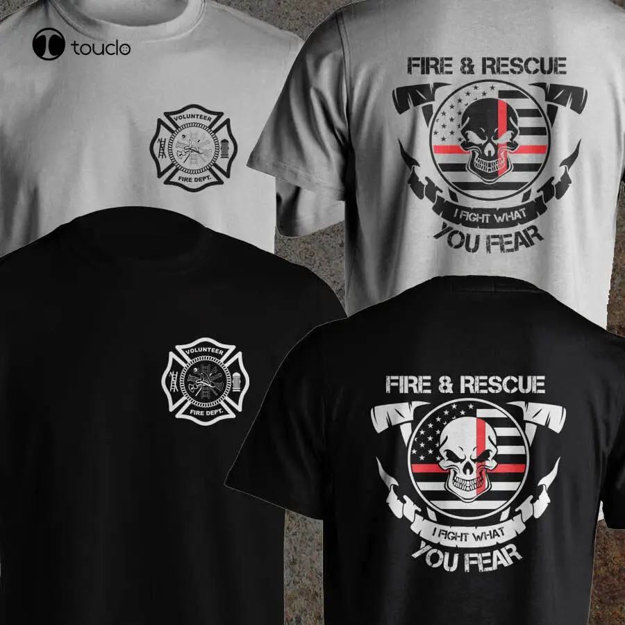 Volunteer Firefighter Dept Fireman Fight Your Fear Fire And Rescue Men T-Shirt mens fashion shirts