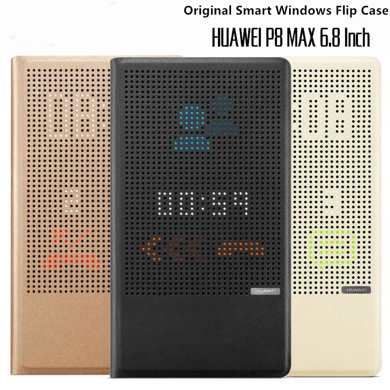 100% Original Official For Huawei P8 Max Colorful Stand Windows view Smart Flip Case Cover