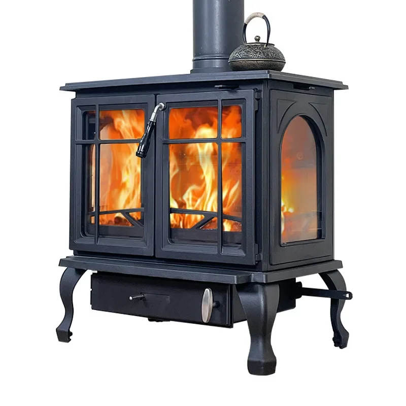 

Fireplace Burning Real Fire Family Villa Homestay Cast Iron Wood Stove Burning Burning Fireplace Heating Fireplac