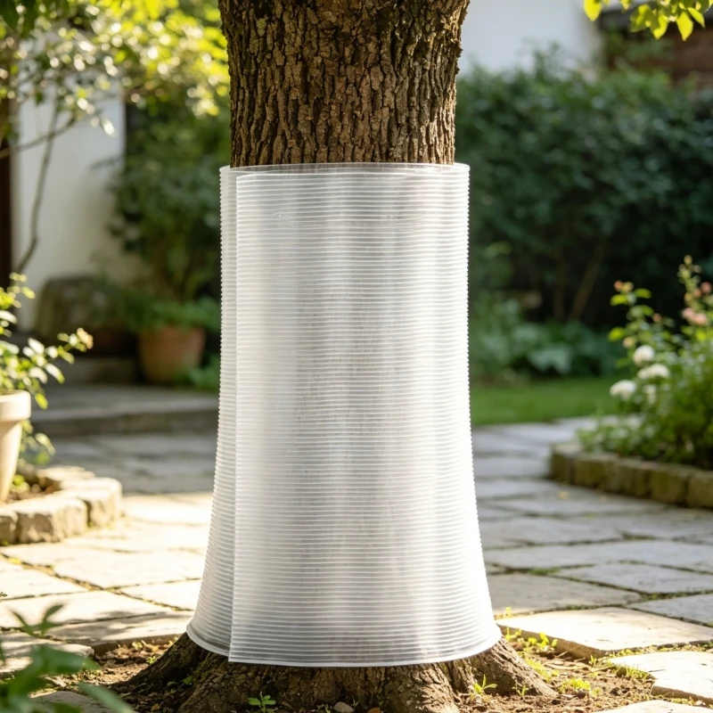 Corrugated Plastic Tree Guard with a Cylindrical Barrier for Small Animal Access and Light Contact in Orchards and Y5GB