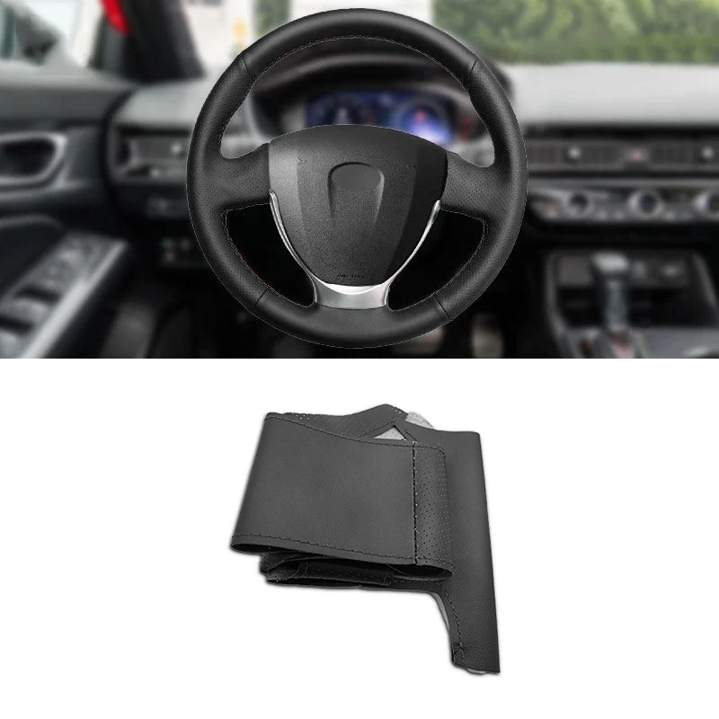 

For Lada Granta 2018 2019 Priora 2 2013-2018 Kalina 2 Car Steering Wheel Hand Stitched Black Perforated Microfiber Leather Cover