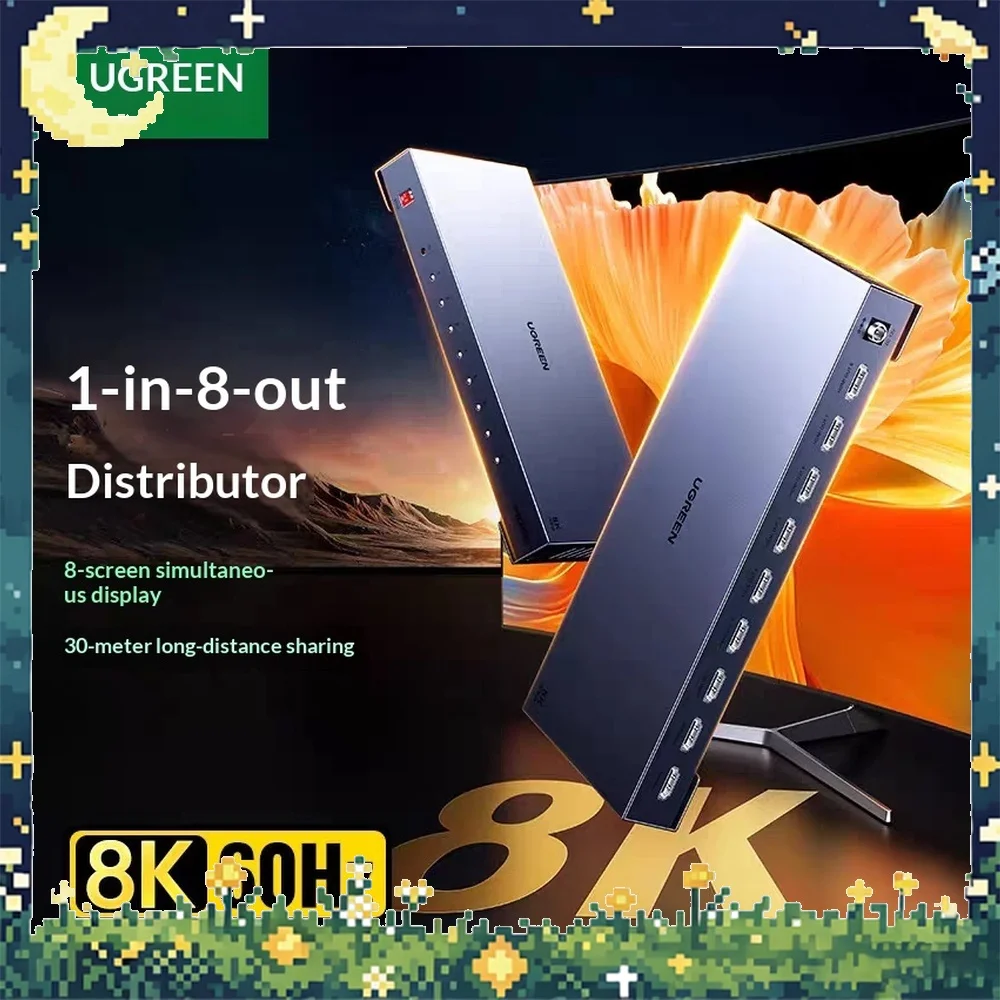 UGREEN CM714 25860 HDMI 2.1 Splitter 1x8 8K 60Hz One Input Eight Output Video Distribution Adapter
