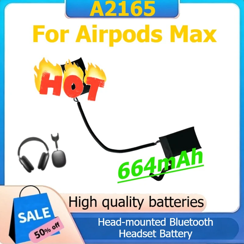 

A2165 Digital Battery for Apple Airpodsmax Headset for Airpods Max Head-mounted Bluetooth Headset Battery 664mAh